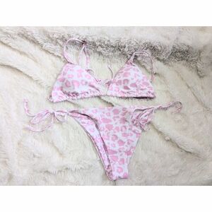 Zaful Pink Leopard Cheetah Print Triangle Bikini Set Size Medium / 6